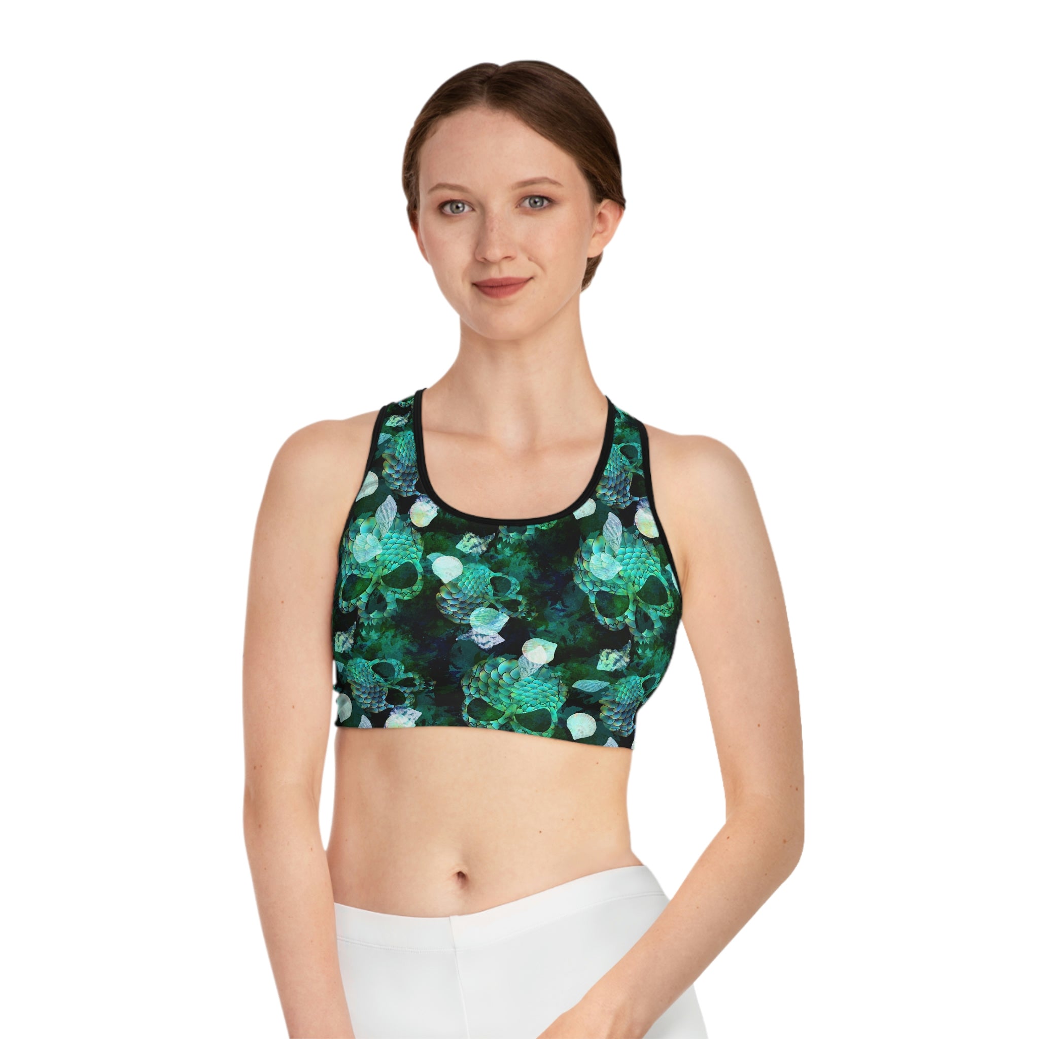 Watercolor Marine Skulls Sports Bra